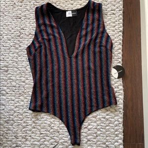 NWT Forever21+ Day&Night Rainbow Plunge Shimmer Bodysuit